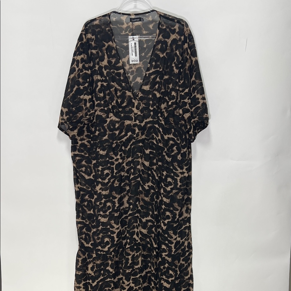 Plus Leopard Ruffle Beach Midi Dress - Picture 3 of 4